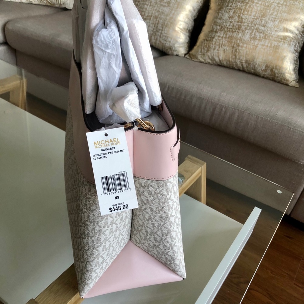 Michael Kors Large Logo Leather Satchel - Picture 3 of 8